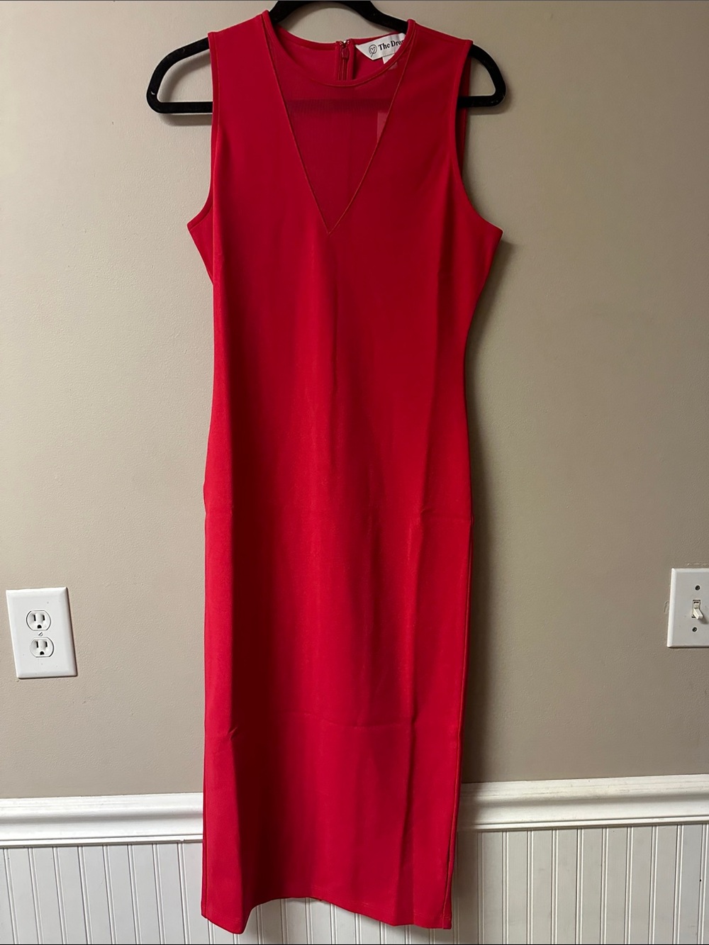 The Drop Joce Vivid Magenta Mesh Midi Dress Size M NWT